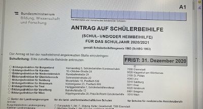 Antrag auf Schulbeihilfe