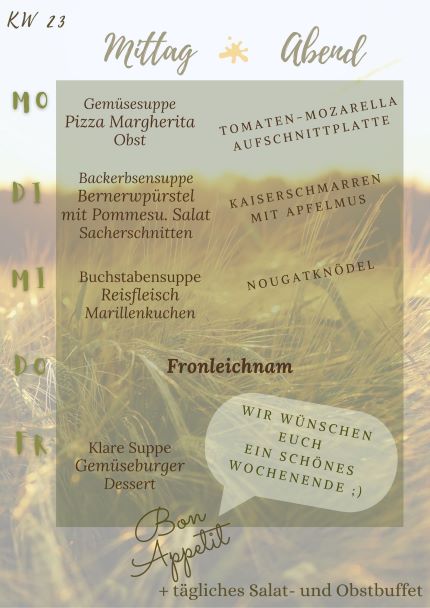 Speiseplan 23.Woche 2023