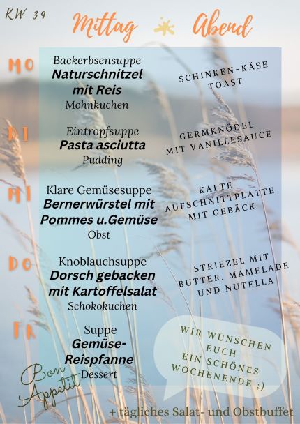 Speiseplan 39.Woche 2023