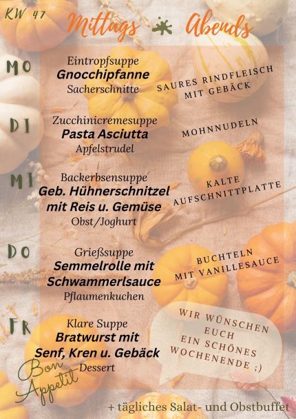 Speiseplan 47.Woche 2023
