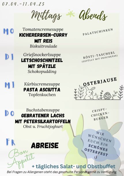 Speiseplan 15.Woche 2025